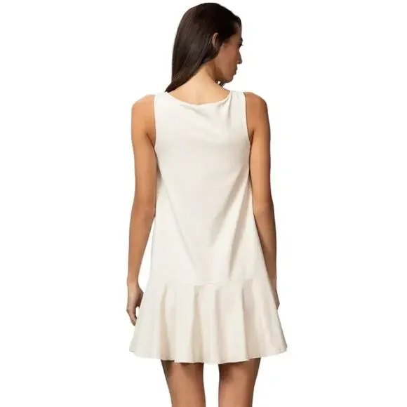 Susana Monaco Sleeveless Shift Dress in Blanched Almond Ruffle Classic - Picture 3 of 9